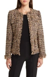Kobi Halperin Lisa Chain-trim Fringe Tweed Jacket In Gold