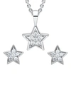 Mignonette Pavé Star Pendant Necklace & Earrings Set In Silver