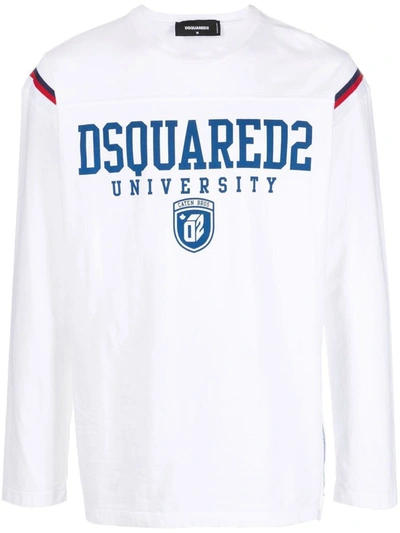 Dsquared2 University-print Long-sleeve T-shirt In White
