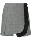 Msgm Ruffled-trim Wool Mini Skirt In Grey