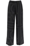 Totême Monogram-embroidered Silk Pajama Pants