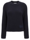 Ami Alexandre Mattiussi Ami Paris Logo Patch Crewneck Jumper In Blue