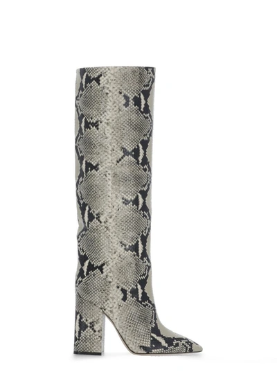 Paris Texas Anja High Heels Boots In Python Print Leather In Grey