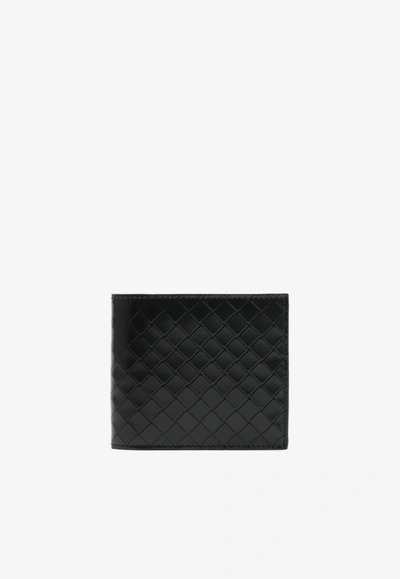 Bottega Veneta Bi-fold Wallets In Intreccio Leather In Inkwell