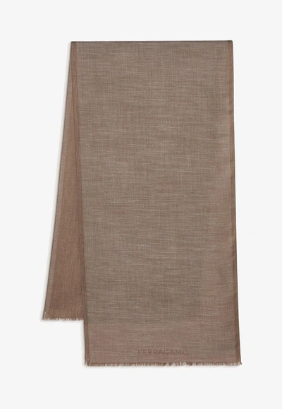 Ferragamo Cashmere-blend Jacquard Scarf In Natural