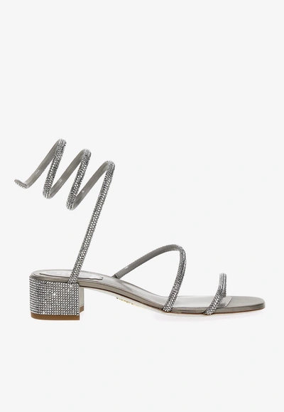 René Caovilla Cleo 35mm Crystal-embellished Sandals In Silver