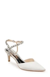 BADGLEY MISCHKA GALAXY EMBELLISHED ANKLE STRAP POINTED TOE PUMP