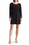 TASH AND SOPHIE FAUX PEARL LONG SLEEVE COCKTAIL MINIDRESS