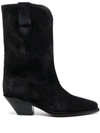 Isabel Marant Ankle Boots In Luxurious Calf Velvet Leather With Sleek Design And Quality Finish In Black