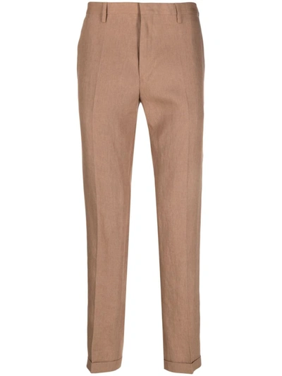 Paul Smith Pressed-crease Linen Trousers In Beige