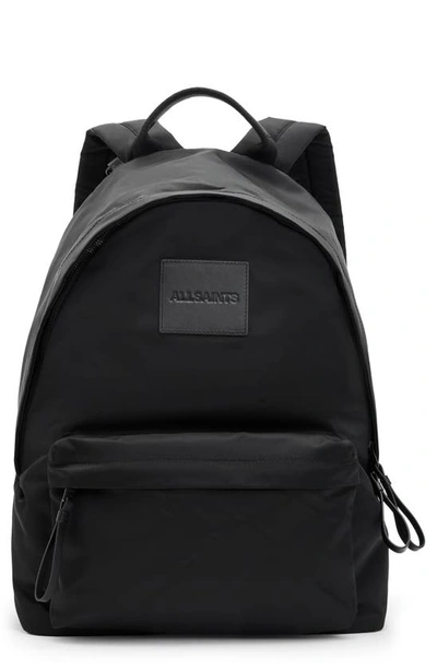 Allsaints Mens Black Carabiner Logo-patch Shell Backpack