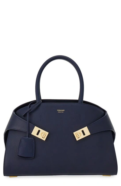 Ferragamo Salvatore  Hug Small Tote Bag In Midnight