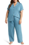 Nordstrom Moonlight Eco Crop Pajamas In Teal Calypso