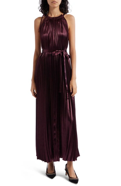 Ulla Johnson Amiko Pleated Halter Maxi Dress In Red