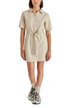 STEVE MADDEN JOLENE BELTED FAUX LEATHER MINI SHIRTDRESS