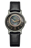 Rado Diamaster Diamond Croc Embossed Leather Strap Watch, 43mm In Black