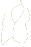ADORNIA FINE WATER RESISTANT 14K GOLD PLATED FRESHWATER PEARL BODY CHAIN