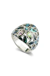 Samuel B. Silver Abalone Flower Ring In Blue Green