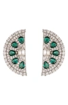 Eye Candy Los Angeles Lime Slice Imitation Pearl & Cubic Zirconia Stud Earrings In Silver