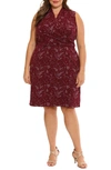 London Times Surplice Sleeveless Sheath Dress In Wine/ Ivory
