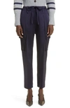 Brunello Cucinelli Straight-leg Ankle Satin Cargo Pants In Navy
