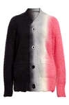 Sacai Tie-dye Wool-blend Knitted Cardigan In C/gray Pink