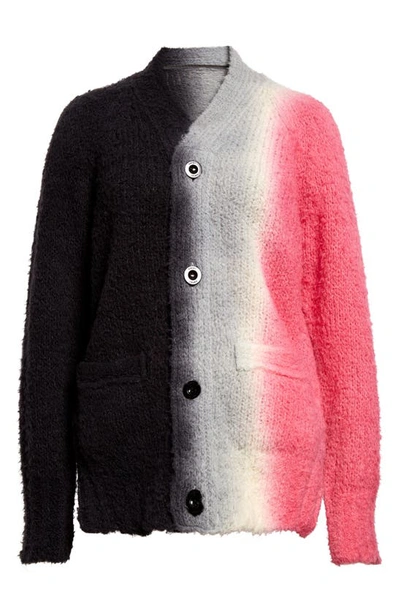 Sacai Tie-dye Wool-blend Knitted Cardigan In Multi