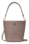Tory Burch Mcgraw Leather Bucket Bag In Silver Maple