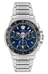 Versace Men's Swiss Chronograph Greca Extreme Stainless Steel Bracelet Watch 45mm In Stainless Steel