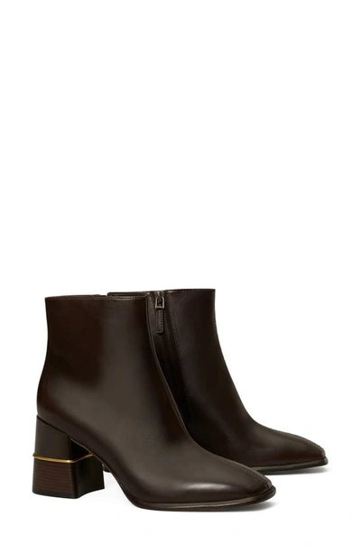 Tory Burch Leather Ankle Bootie In Chocolate Brown