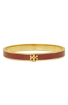 Tory Burch Kira Enamel Hinge Bracelet In Tory Gold / Tomato Red