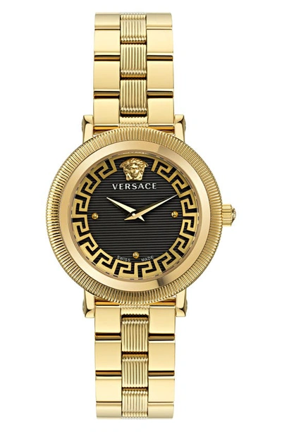 Versace Greca Flourish Watch, 35mm In Black/gold