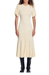 Sandro Menia Knitted-construction Midi Dress In Off White