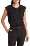 Hugo Boss Boss Bielli Silk Cap Sleeve Top In Black