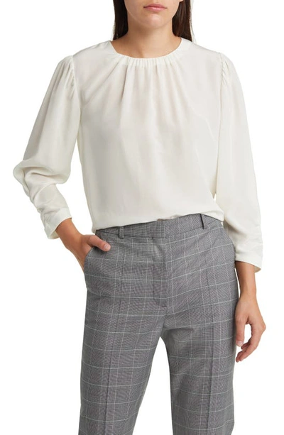 Hugo Boss Bagana Silk Top In Soft Cream