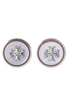 Tory Burch Kira Enamel Circle-stud Earring In Tory Silver