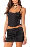 Edikted Lilith Lace Trim Satin Corset In Black