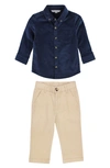 Ruggedbutts Kids' Corduroy Button-down Shirt & Chino Pants In Navy