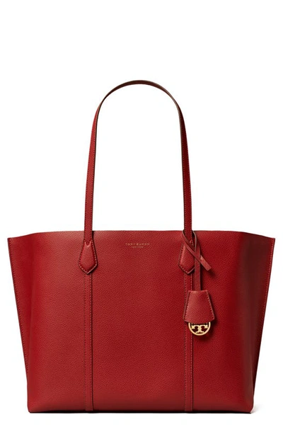 Tory Burch Perry Triple Compartment Leather Tote In Red