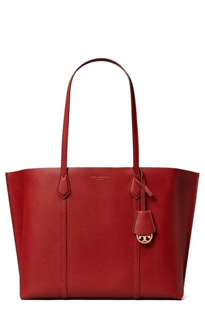 Tory Burch Perry Triple Compartment Leather Tote In Brick Lane