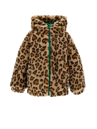 Monnalisa Kids'   Dappled Plush Bomber Jacket In Animal Print