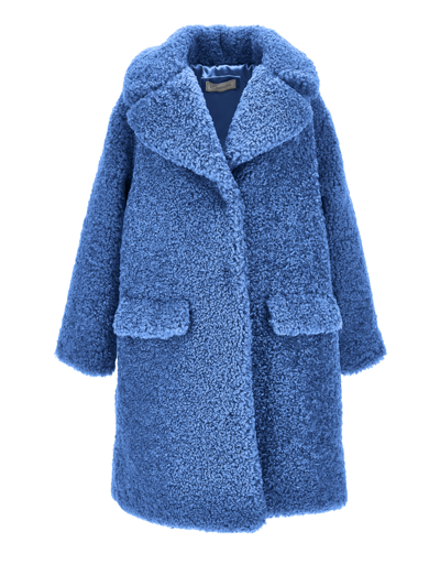 Monnalisa Plush Coat In Bluestone