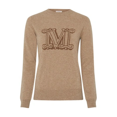 Max Mara Pamir Logo Cashmere Sweater In Beige