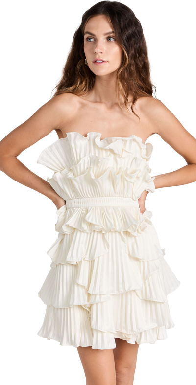 Amur Women's Reed Pleated Shell Strapless Minidress In Ivory