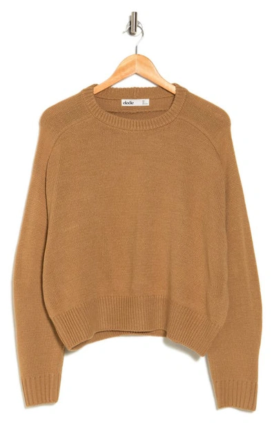 Elodie Crewneck Crop Sweater In Camel