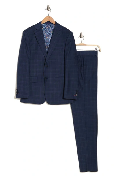 English Laundry Trim Fit Plaid Two-button Suit In Blue