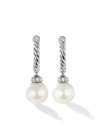David Yurman Women's Pearl And Pavé Solari Drop Earrings In Sterling Silver With Diamonds In Silver