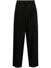FAMILY FIRST PLEATED PINSTRIPE DROP-CROTCH TROUSERS