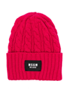 MSGM CABLE-KNIT LOGO-TAG BEANIE