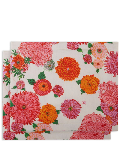 La Doublej X Passalacqua Bright Blooms Tablemat (set Of Two) In White